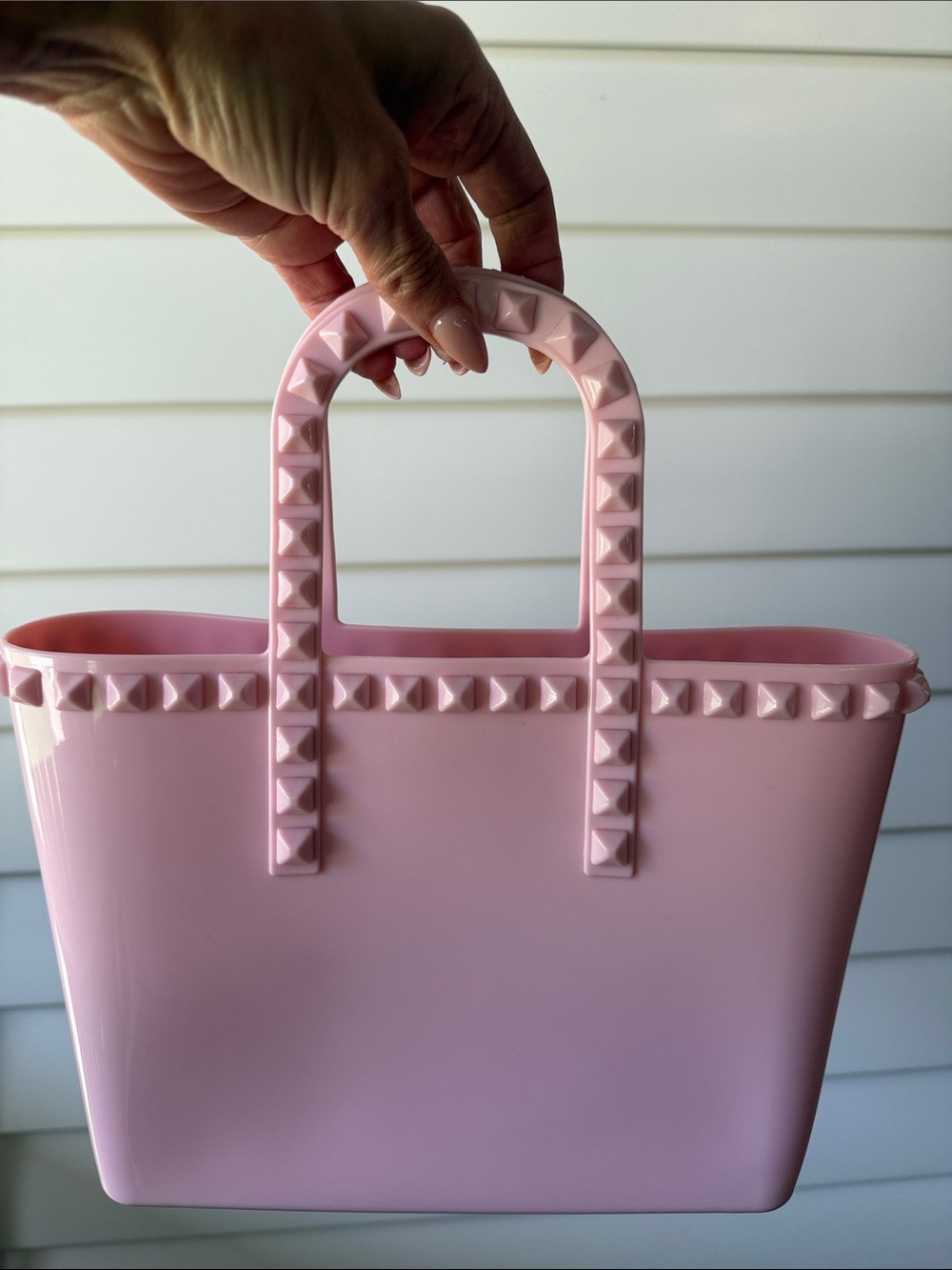 Pink Stud-Accent Tote Bag